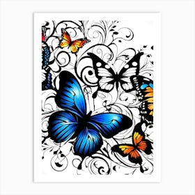 Butterflies Wallpaper Art Print