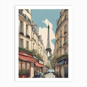 Paris Street vintage style Art Print