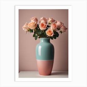 A Vase Of Pink Roses 57 Art Print