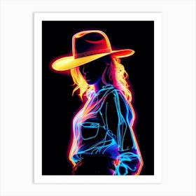 Neon Cowgirl Sign 2 2 Art Print