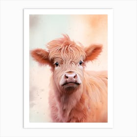 White Cloudy Baby Highland Cow Art Print