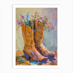 Cowboy Boots And Wildflowers Meadow Rue Art Print
