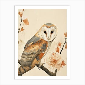 Barn Owl Japanese Painting 2 Art Print