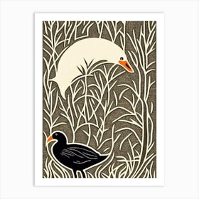 Coot 3 Linocut Bird Art Print