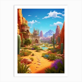 Desert Oases Cartoon 1 Art Print