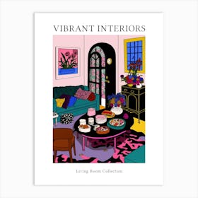 Vibrant Interior Living Room Illustration 3 Art Print
