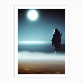 Spaceman Science Fiction Futuristic Planet Pondering Thinking Man Art Print