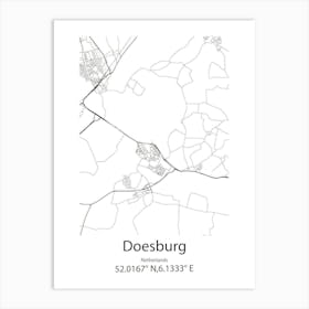 Doesburg,Netherlands Minimalist Map Art Print