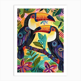 Kitsch Colourful Toucans 3 Art Print