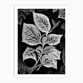 Apple Leaf Linocut 1 Art Print