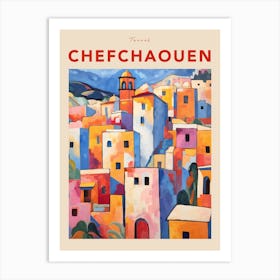 Chefchaouen Morocco 2 Fauvist Travel Poster Art Print