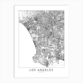 Los Angeles White Map Art Print I