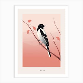 Minimalist Magpie 5 Bird Poster Art Print