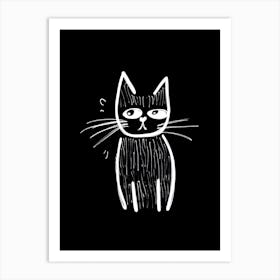 Minimalist Sketch Cat Line Drawing 4 Art Print