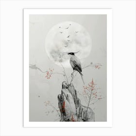 Bird In The Moonlight Art Print