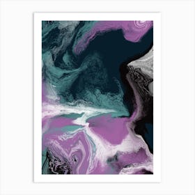 Fluid Abstract Oil Purple Green 1 Art Print