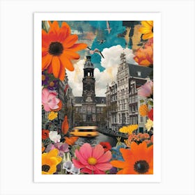 Amsterdam   Floral Retro Collage Style 2 Art Print