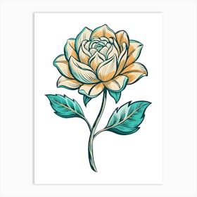 Vintage Rose Flower Illustration Art Print