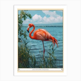 Greater Flamingo Lake Manyara Tanzania Tropical Illustration 2 Poster Art Print