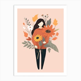 Bloom Body Woman Boho Illustration 7 Art Print