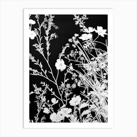 Great Japan Hokusai Black And White Flowers 13 Art Print