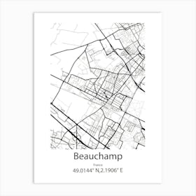 Beauchamp,France Minimalist Map Art Print