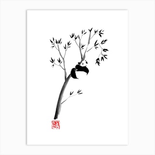 Panda In His Tree Art Print