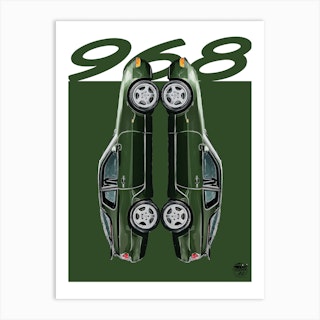 Porsche 968 Oak Green Classic Car Art Print