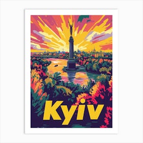 Aihrgdesign A 1970s Inspired Travel Poster For Kyiv 1 Art Print