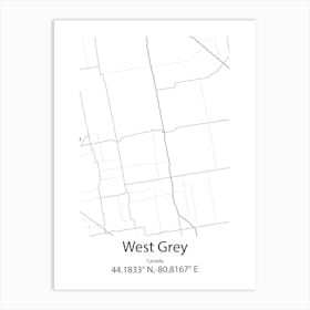 West Grey,Canada Minimalist Map Art Print