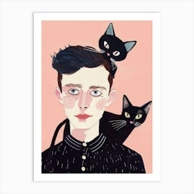 Boy And His Cats Art Print