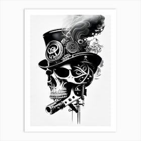 Skull With Pop Art Influences White Stream Punk Art Print