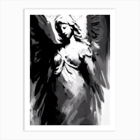 Angelic 1, Symbol Black And White Painting Art Print