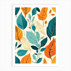 Autumn Leaves Seamless Pattern 14 Art Print