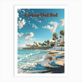 Costa Del Sol Spain Vacation Digital Travel Illustration Art Print