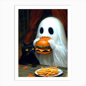 Ghost Eating French Fries Art Print