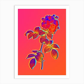 Neon Seven Sisters Roses Botanical in Hot Pink and Electric Blue n.0378 Art Print