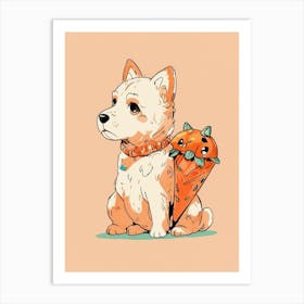 Cute Dog With Carrots Art Print