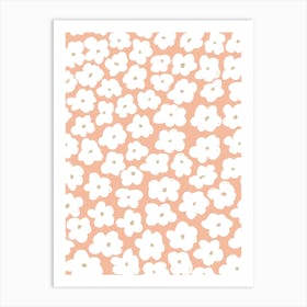 Daisies Pattern 1 Peach Pink Art Print