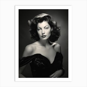 Black And White Photograph Of Ava Gardner 1 Art Print