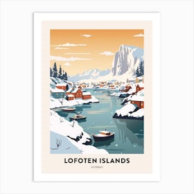 Vintage Winter Travel Poster Lofoten Islands Norway 2 Art Print