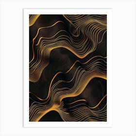 Abstract Golden Wavy Lines Art Print