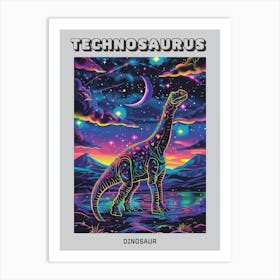 Cyber Celestial Neon Dinosaur 1 Poster Art Print