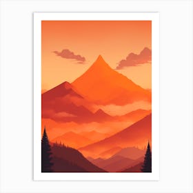 Misty Mountains Vertical Composition In Orange Tone 225 Art Print