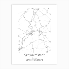 Schwalmstadt,Germany Minimalist Map Art Print