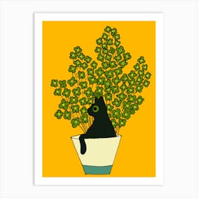 Cat In A Plant Pot  Art Print