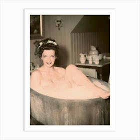 Jane Russell Bathing In Western Bath Tub For The 1948 Movie The Paleface Art Print