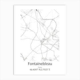 Fontainebleau,France Minimalist Map Art Print