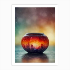 Vase With A Sunset Art Print