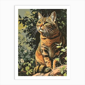 Manx Cat Relief Illustration 3 Art Print